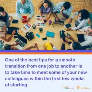 It may sound simple, but knowing the names of those in your company can help you feel more comfortable approaching colleagues with questions or concerns. If remembering names is not your strong suit, many company websites have a staff page where you can familiarize yourself with names, faces, and professional titles before you interact.